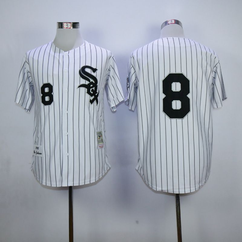 Men Chicago White Sox 8 Jackson White Throwback MLB Jerseys